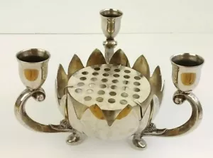 Vtg 3 Candle Holder Wedding Decor Flower Frog Center Piece Dinner Party Event - Picture 1 of 10