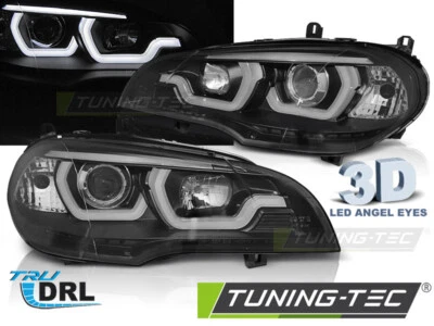 SCHEINWERFER ANGEL EYES PASSEND FÜR BMW X5 E70 07-13 SCHWARZ LED 3D DRL - Bild 1 von 4