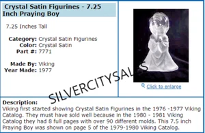 Viking Glass 1977 Crystal Satin Praying Boy 7.25" Figurine Bookend #7771 - Picture 1 of 12