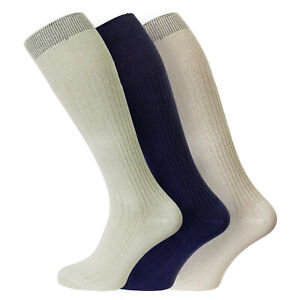 Mens 100% Soft Cotton 3/6/12 Pack Extra Long ASSORTED Knee High Socks UK 6-11