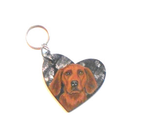 Redbone Coonhound Dog Keychain Hand Painted