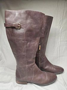 Sam Edelman Riding Boots Womens 12 Brown Leather Roudn Toe Block Heel Side Zip - Picture 1 of 10
