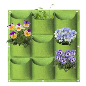 9 Pockets Wall Hanging Planter Planting Grow Bag Vertical Garden Flower Green - Picture 1 of 9