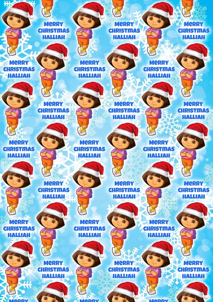 DORA THE EXPLORER Personalised Christmas Gift Wrap - Disney Wrapping Paper - Image 1 of 1
