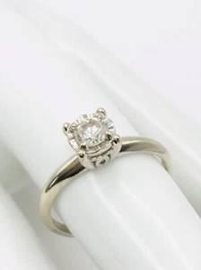 14k White Gold Natural Diamond Ring Sz6.75 - Picture 1 of 6