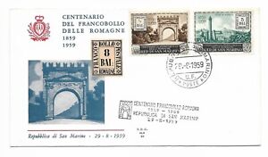 CENTENARIO DEL FRANCOBOLLO DI ROMAGNE - 29.8.1959 - FDC.