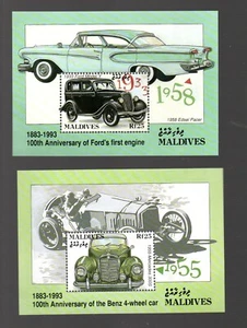 Maldives 1993 sheet Cars/Mercedes/Ford stamps (Michel Bl. 297/98) nice MNH - Picture 1 of 1