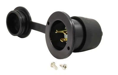 15A 125V NEMA 5-15P Flanged Power Input Male Inlet With Weather Covers - Image 1 of 4