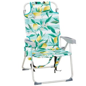 Heightened Oxford Cloth Silver White Aluminum Tube Bearing BeachChair Lemon - Picture 1 of 12