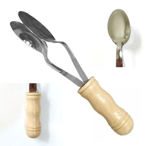 Metal Steel Musical Spoons W/ Wooden Handle - Orff Irish Folk Percussion Spoons - Picture 1 of 20