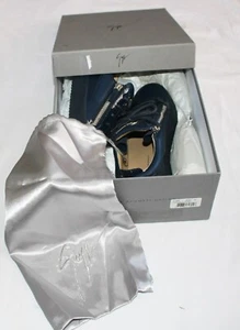 ZANOTTI London Double Zip Low Sneaker Turnschuhe BLAU Herren EU 42 US 9 Karton Tasche - Bild 1 von 14