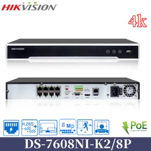 Hikvision DS-7608NI-K2/8P 4K 8CH 8PoE 2SATA H.265 Embedded Plug&Play NVR 8MP UHD - Picture 1 of 7