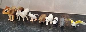 Lot Of 9 Safari Animals Chipmunk Moose Goat Penguin Beaver panda polar bear bird - Picture 1 of 12