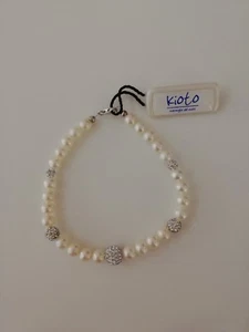 Bracciale di perle naturali bianche KIOTO in oro bianco e swarovski - Imagen 1 de 5
