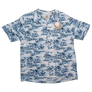 Free Planet Herren Hawaii Hemd mit Knopfleiste Kurzarm Palmenmuster - Blau W - Bild 1 von 8
