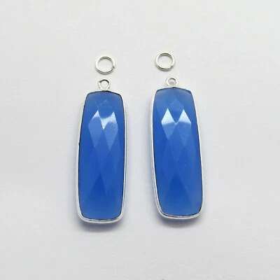 2 件刻面宝石长方形 11x34 毫米边框小饰品连接器耳环 — 第 1/2 张图片
