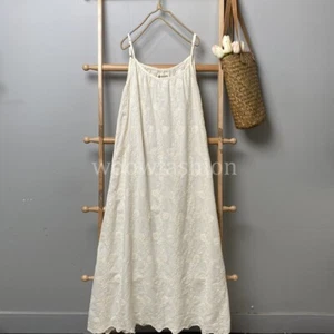 Women 100% Cotton Camisole Full Slip Dress Lace Cami Dress Petticoat Nightgown - Picture 1 of 16