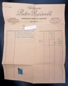 1932 : FATTURA con BOLLO DITTA PIETRO PASSARELLI SANITARI ROMA NAPOLI - Picture 1 of 1