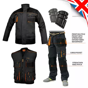 WORK CLOTHES: TROUSERS + Knee Pads, JACKET,  VEST__Overalls Heavy Duty Dungarees - Picture 1 of 15