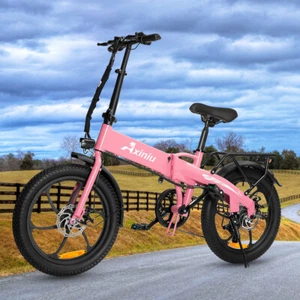 Pink E-Bike 20" Electric Bike Fat Tire 850W Folding City Bicycle -Commuter Ebike - Picture 1 of 15