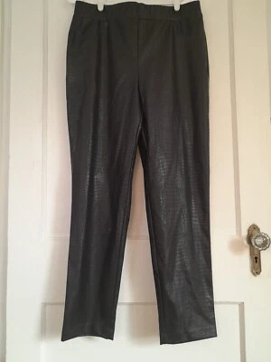 Pantalones Isaac Mizrahi Live negros veganos 'cuero' para mujer cintura elástica talla 10 Foto 1 de 4