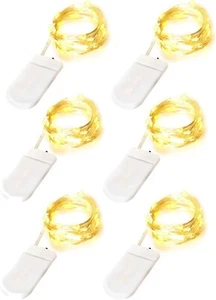 Fairy Lights Battery Operated, 6 Pack 7Ft 20LED, Waterproof Silver Wire Mini - Picture 1 of 7