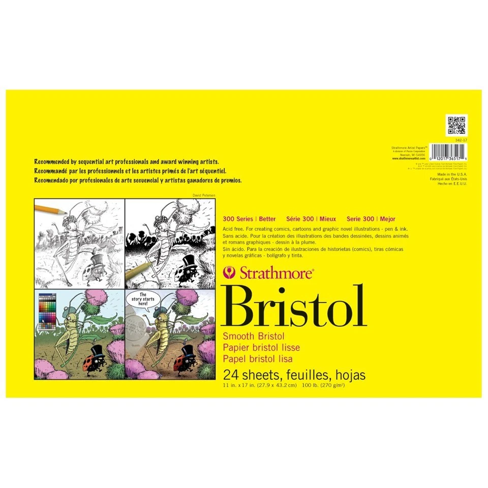 Strathmore 300 Series 11x17 Smooth Art Media Paper 24 Sheets Bristol Pad