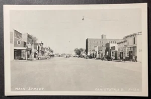 Main Street Canistota South Dakota RPPC F-134 - Imagen 1 de 2