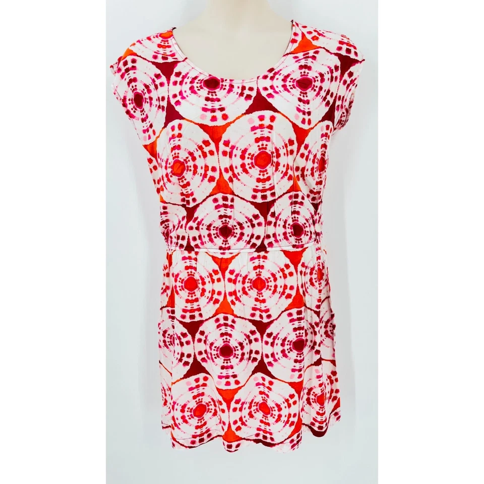 Banana Republic Pink Orange White Tie Dye Day Dress Size Large Swim Cover Up - Image 1 of 4