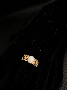 Vintage White Opal Solitaire Ring  14k  Gold Filigree Wt4.1 Size 5.5 #54 - Picture 1 of 11