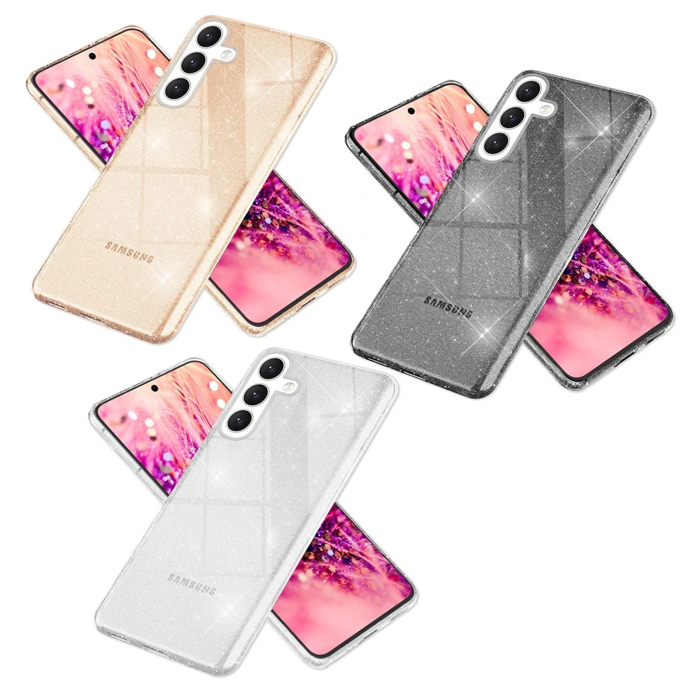 NALIA Glitzer Hülle für Samsung Galaxy S24, Durchscheinend Bling Glitter Handy Schutz