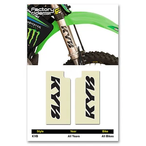 KYB Fork STICKERS Mx Dirt Bike GRAPHICS FITS ALL Bikes! CLEAR & BLACK KYB LOGO - Picture 1 of 4