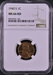 1940-S 1C RD Lincoln Wheat One Cent NGC MS66RD 6553476-143 - Picture 1 of 2