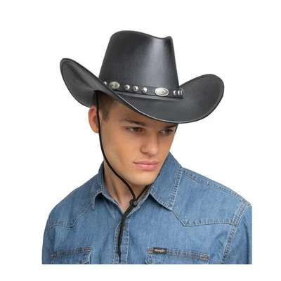 Wicked Costumes - Sombrero de Vaquero Texano de Cuero Sintético (Negro) - Adulto Foto 1 de 4