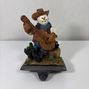 Schneemann Strumpf Halter Schneemann Cowboy Gitarre Weihnachten Mantel Aufhänger - Bild 1 von 14