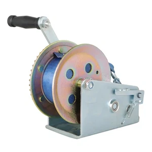 3200LBS Polyester Strap 2 Gear Hand Winch Hand Crank Gear Winch Blue - Picture 1 of 11