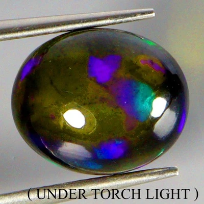 Cabina Ovalada Natural Floral Flash Juego de Color Ópalo Negro 3.63ct 12x10mm Piedra Preciosa Foto 1 de 4