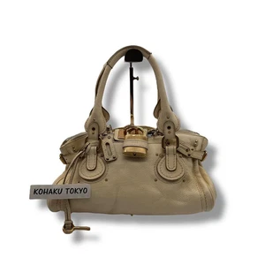 Chloe Paddington Beige Leder Schultertasche Handtasche Y2K mit Gold Vorhängeschloss Schlüssel - Bild 1 von 15
