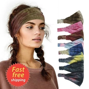 Women Yoga Sports Wide Headband Stretch Boho Hair Band Turban Headwrap Headwear - Picture 1 of 12