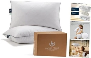Pillows Queen Size Set of 2, Goose Feather Down Pillow for Sleeping, Classic - Picture 1 of 7