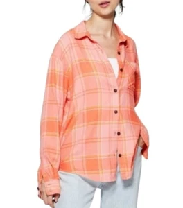 Wild Fable The Boyfriend Shirt Women's Flannel Pink Plaid Butt up Size L - Picture 1 of 7