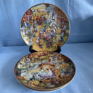 FRANKLIN MINT Heirloom Collection Cat Plate 8” By Bill Bell Set Of 3 ( IN BOX ) - Picture 1 of 8