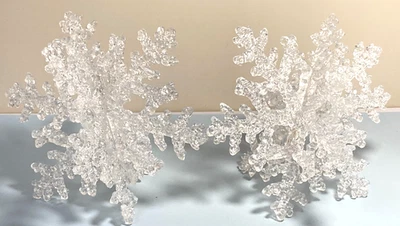 Juego de 2 copos de nieve 3D transparentes 6"x5"x5" decoración navideña vintage Foto 1 de 4