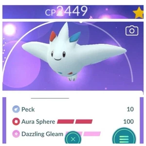 Togekiss Legacy Aura Ultra League Nivel 26 JcJ, 2 cargas, menos de 2500 PKMN Go - Imagen 1 de 1
