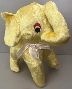 Vintage 13” Stuffed Yellow Elephant Carnival State Fair Prize Plush MCM 50s-60s - Picture 1 of 10