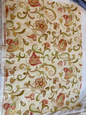 New Richloom Fabric 23" by 33" Platinum Beige Floral Flowers Cream Remnant - Image 1 of 4