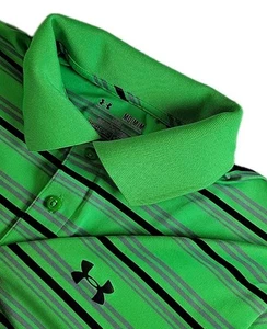 Camisa Polo Under Armour Para Hombres Heatgear Suelta Manga Corta MEDIANA Rayas VERDE - Imagen 1 de 10