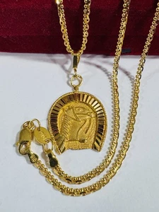 Saudi Dubai 22K Solid 916 Real Gold Horseshoe Set Necklace 20” Long 8.75g 2.2mm - Picture 1 of 24
