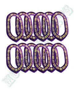 MASONIC REGALIA GRAND LODGE MASON METAL DRESS CHAIN COLLAR PURPLE BACKING - GOLD - Picture 1 of 3