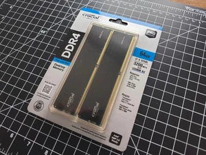 Crucial Pro 64GB Kit (2x32GB) DDR4 3200MHz CL22 UDIMM Desktop Memory Kit - NEW - Picture 1 of 1